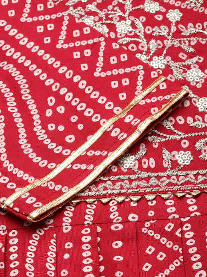 Bandhej Printed & Embroidered Kurta Sharara Dupatta Set (Pre-Order)