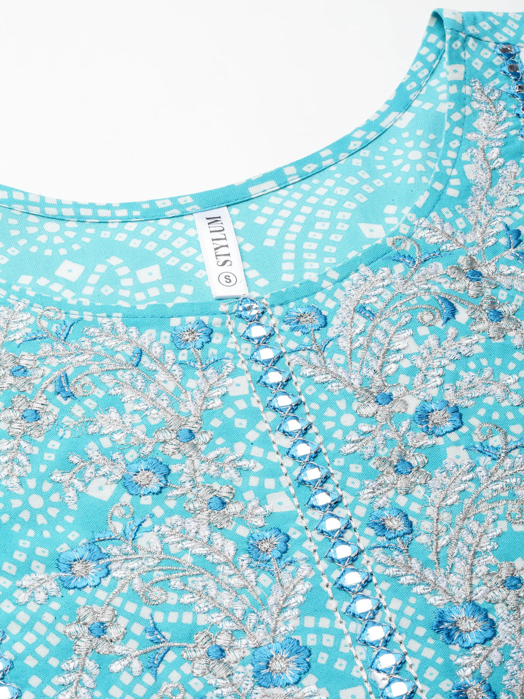 Bandhej Printed & Embroidered Anarkali Kurta Pant Dupatta Set (Pre-Order)