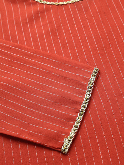 Floral Printed Cotton Anarkali Kurta Palazzo Dupatta Set (Pre-Order)