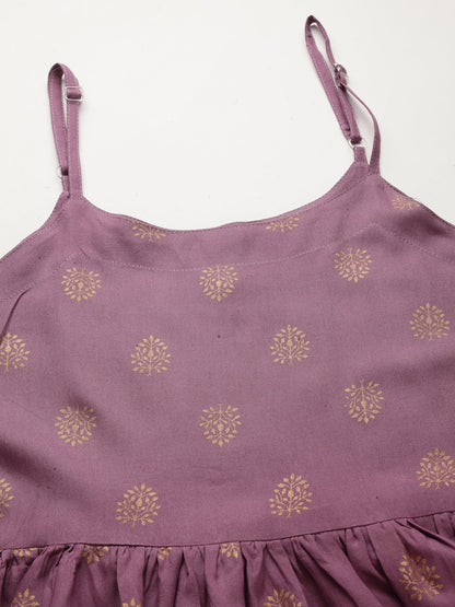 Gold Printed Rayon Short Kurti and Sharara set (Pre-Order)