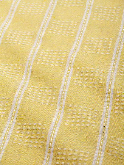 Woven designed Cotton Blend Straight Kurta Pant Dupatta Set (Pre-Order)