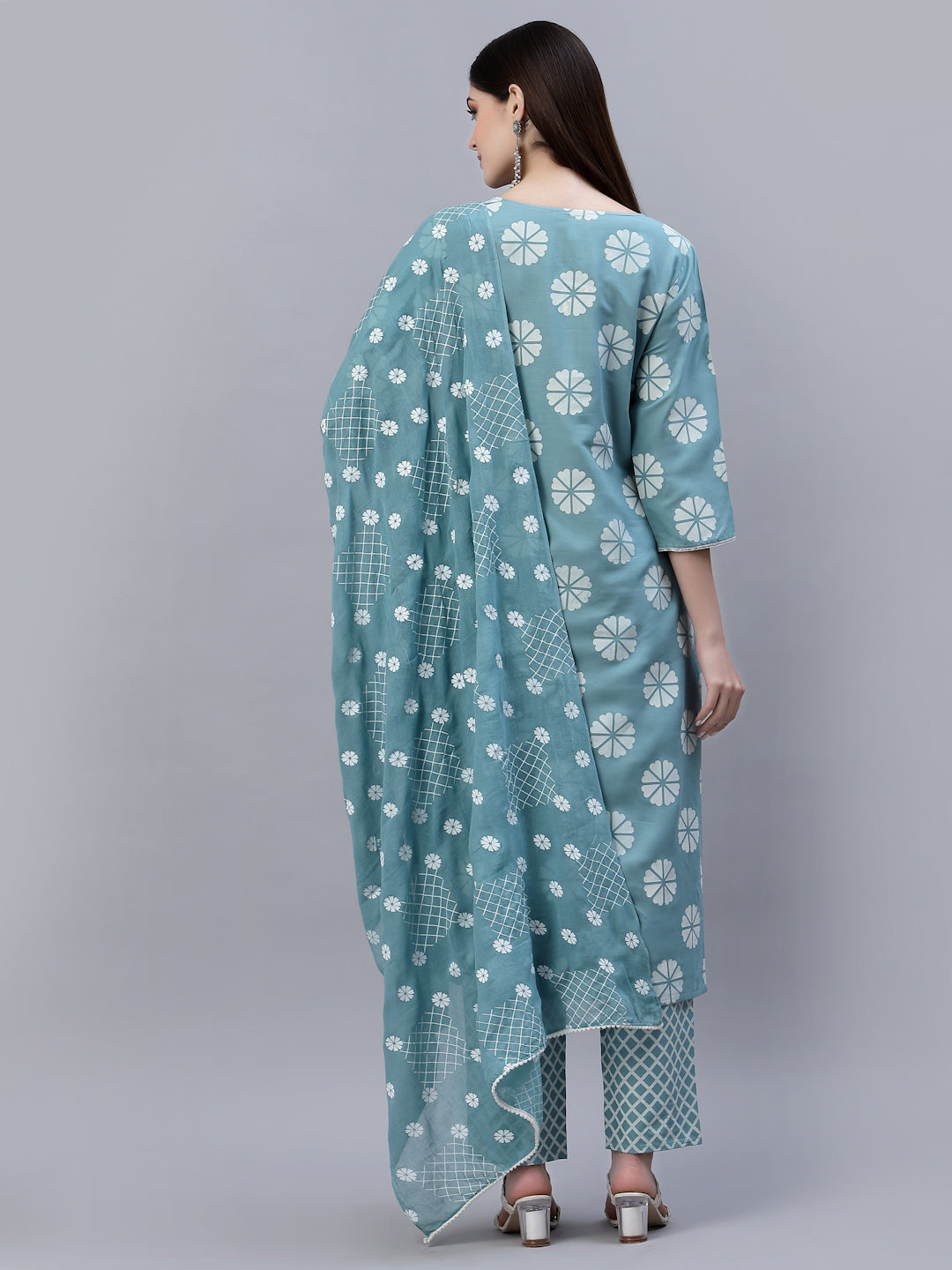 Printed Cotton Straight Kurta Pant Dupatta Set (Pre-Order)