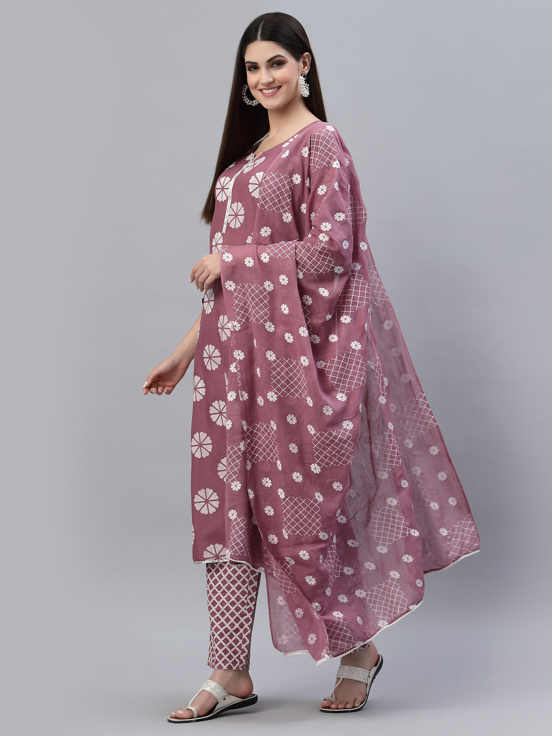 Printed Cotton Straight Kurta Pant Dupatta Set (Pre-Order)