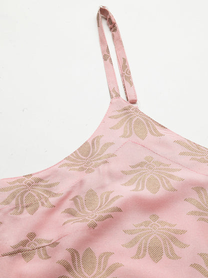 Gold Print Rayon Straight Kurta Pant Dupatta Set (Pre-Order)