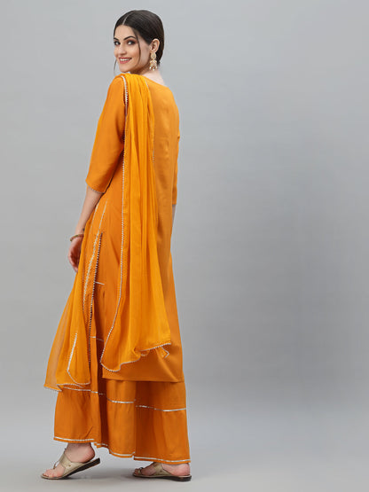 Printed Rayon Straight Kurta Sharara Dupatta Set (Pre-Order)