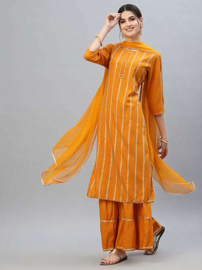 Printed Rayon Straight Kurta Sharara Dupatta Set (Pre-Order)