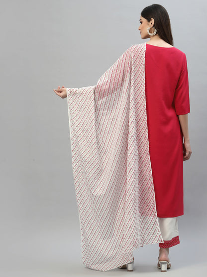 Printed Rayon Straight Kurta Pant Dupatta Set (Pre-Order)