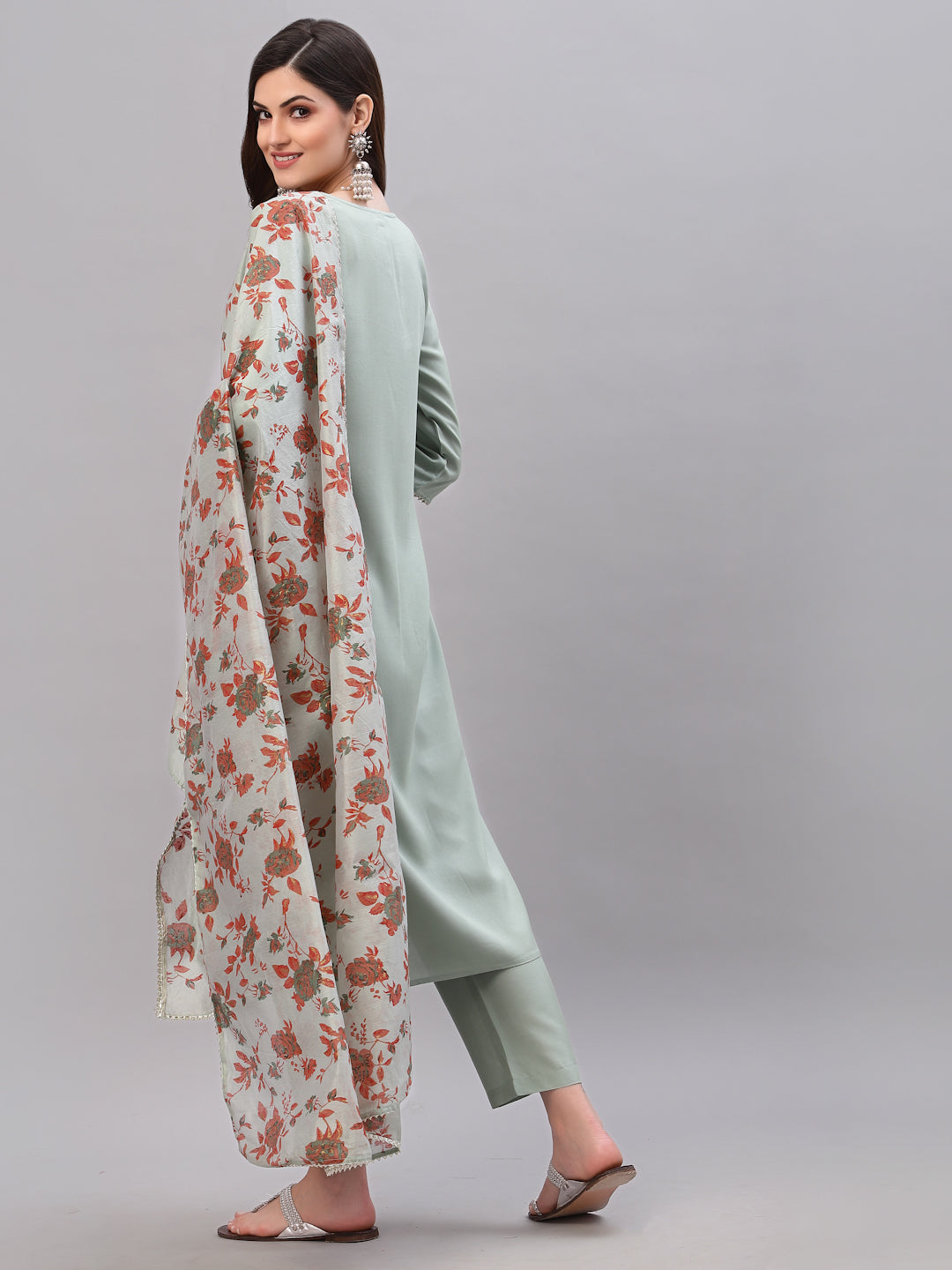 Solid Rayon Straight Kurta Pant Dupatta Set (Pre-Order)