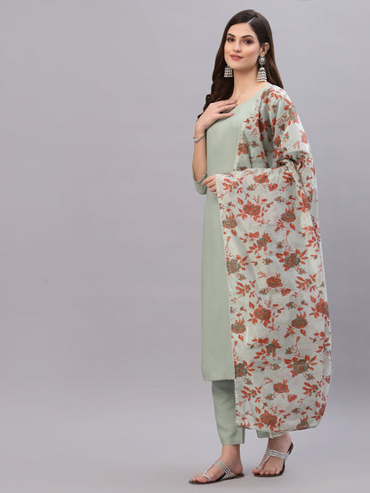 Solid Rayon Straight Kurta Pant Dupatta Set (Pre-Order)