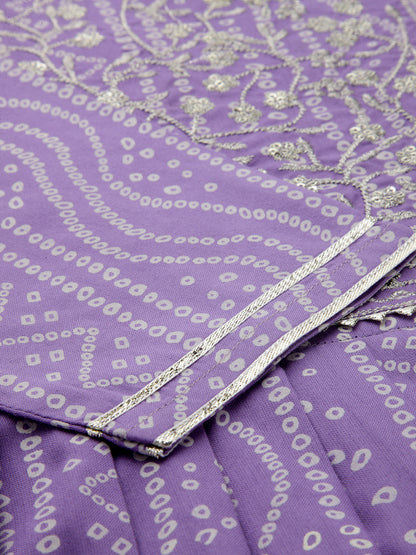 Bandhej Printed & Embroidered Kurta Sharara Dupatta Set (Pre-Order)