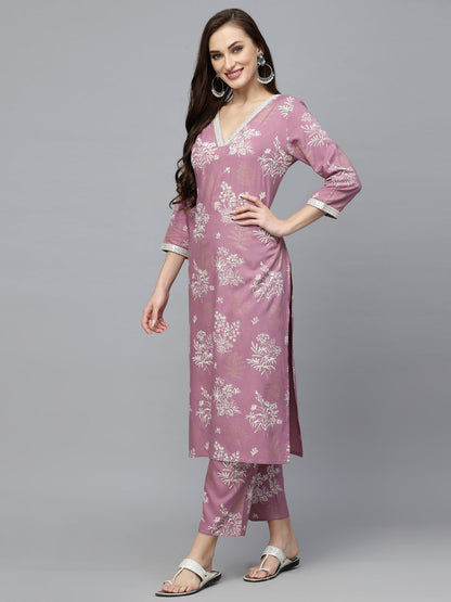 Floral Printed Rayon Kurta Pant Set (Pre-Order)