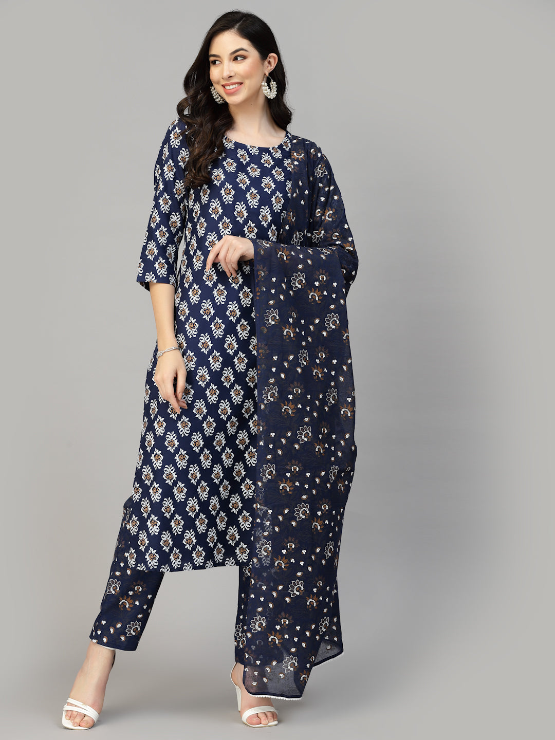 Printed Rayon Kurta Pant Dupatta Set (Pre-Order)
