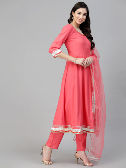 Solid Rayon Kurta Pant Dupatta Set (Pre-Order)