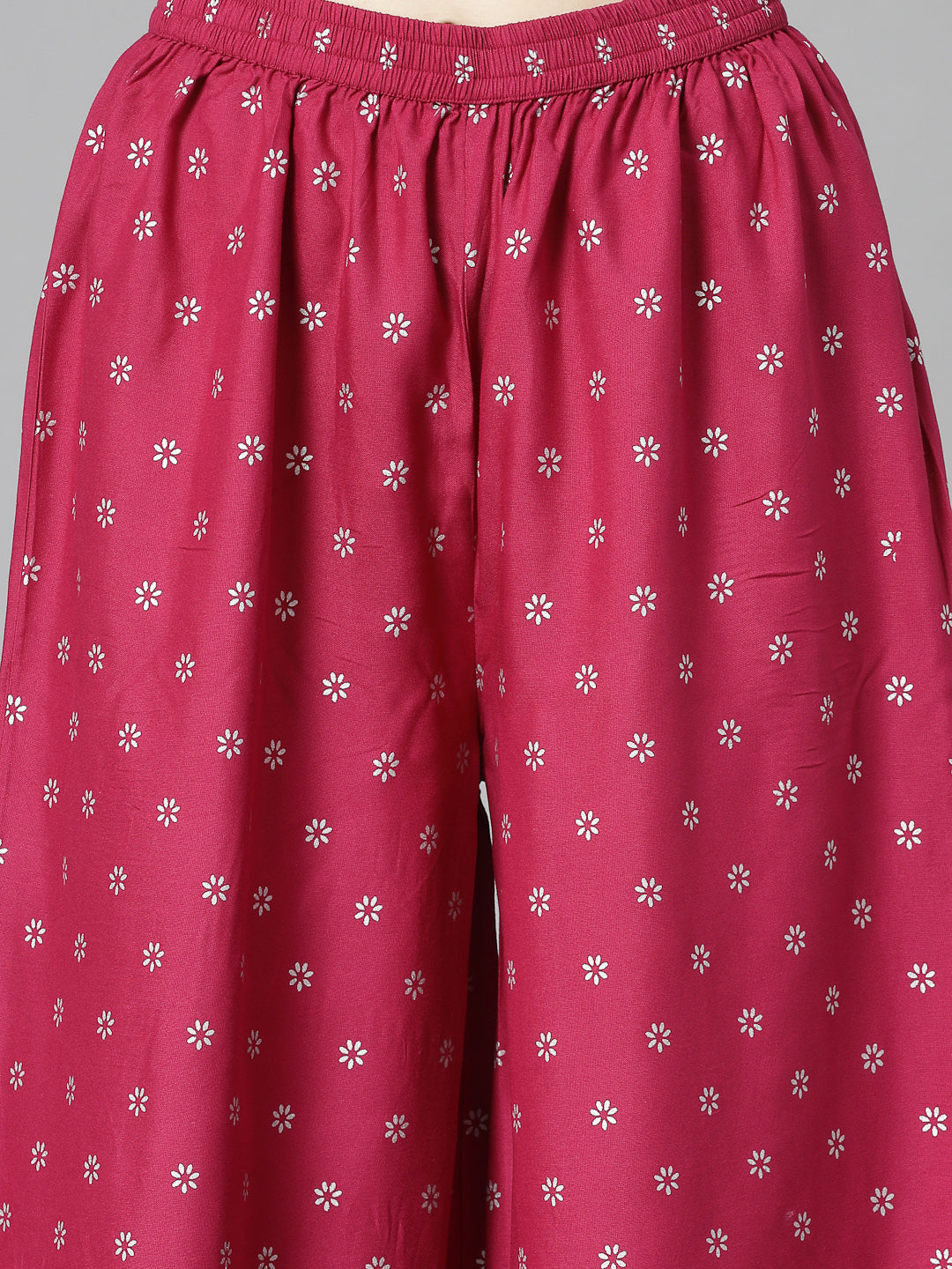 Ethnic Motif Printed Naira Cut Rayon Kurta Palazzo Dupatta Set (Pre-Order)