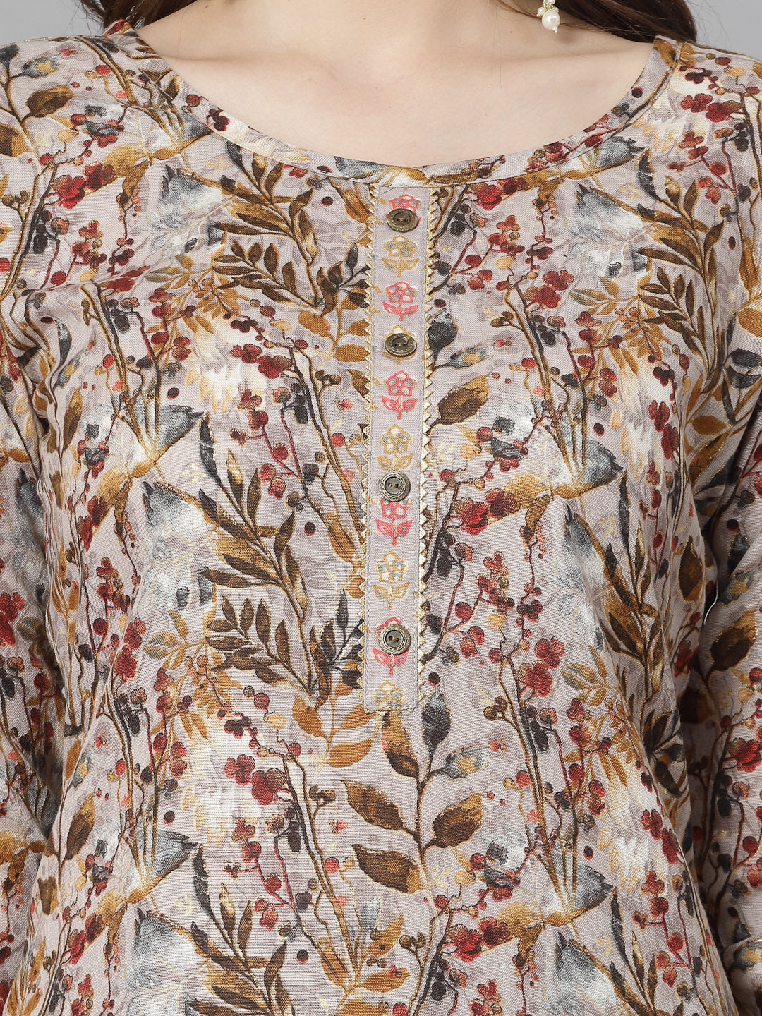 Floral Printed Cotton Blend Straight Kurta Pant Dupatta Set (Pre-Order)