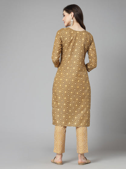 Printed Cotton Blend Straight Kurta Pant Set (Pre-Order)