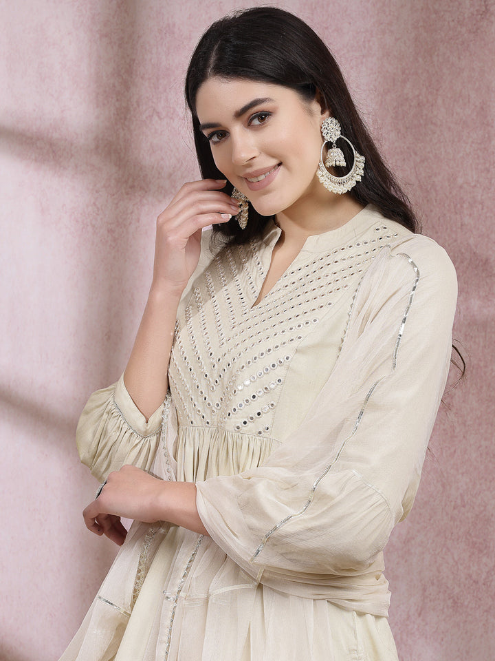 Embroidered &amp; Embellished Rayon Pleated Kurti With Dhoti Pant &amp; Dupatta