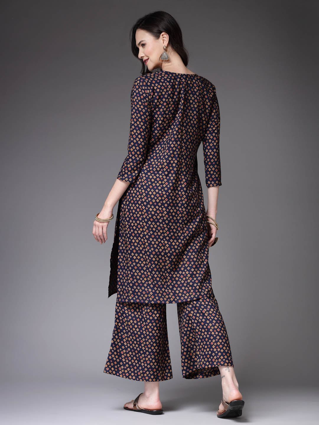 Printed Poly Crepe Straight Kurta Palazzo Set (Pre-Order)