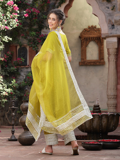 Solid Rayon Anarkali Kurta Pant & Dupatta Set (Pre-Order)