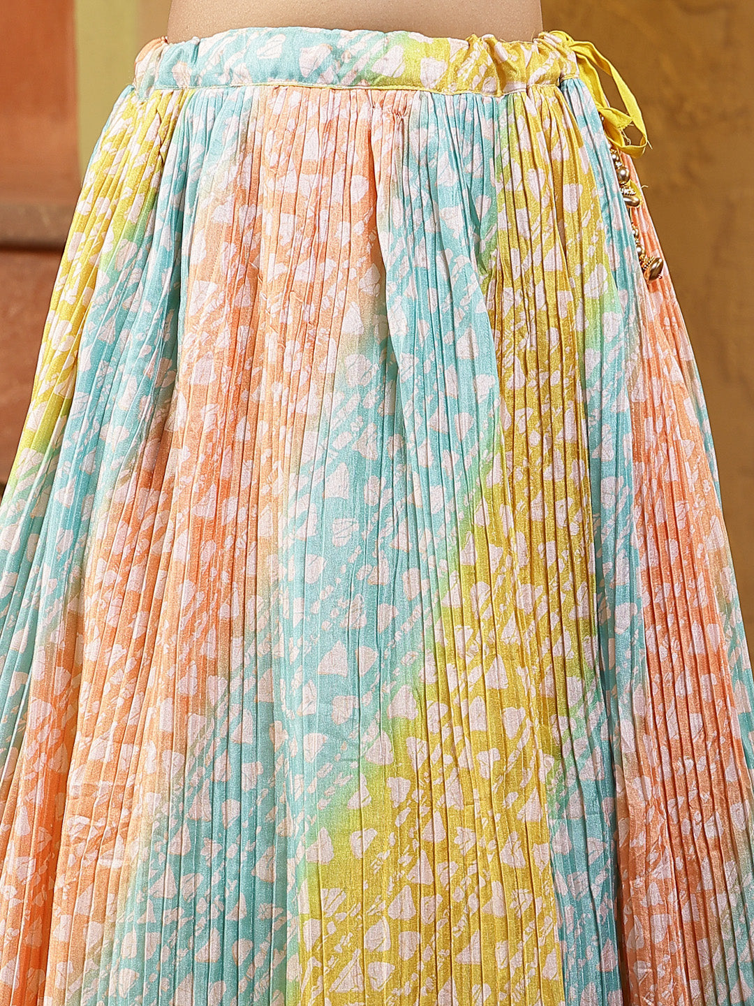 Printed &amp; Embroidered Silk Blend Lehenga Dupatta With Blouse