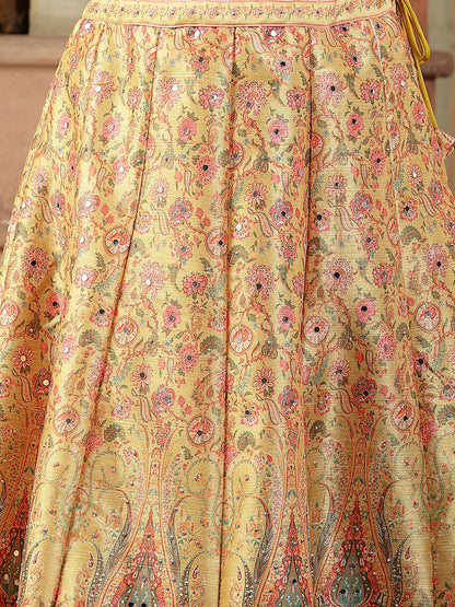 Floral Printed Silk Blend Lehenga Dupatta With Blouse