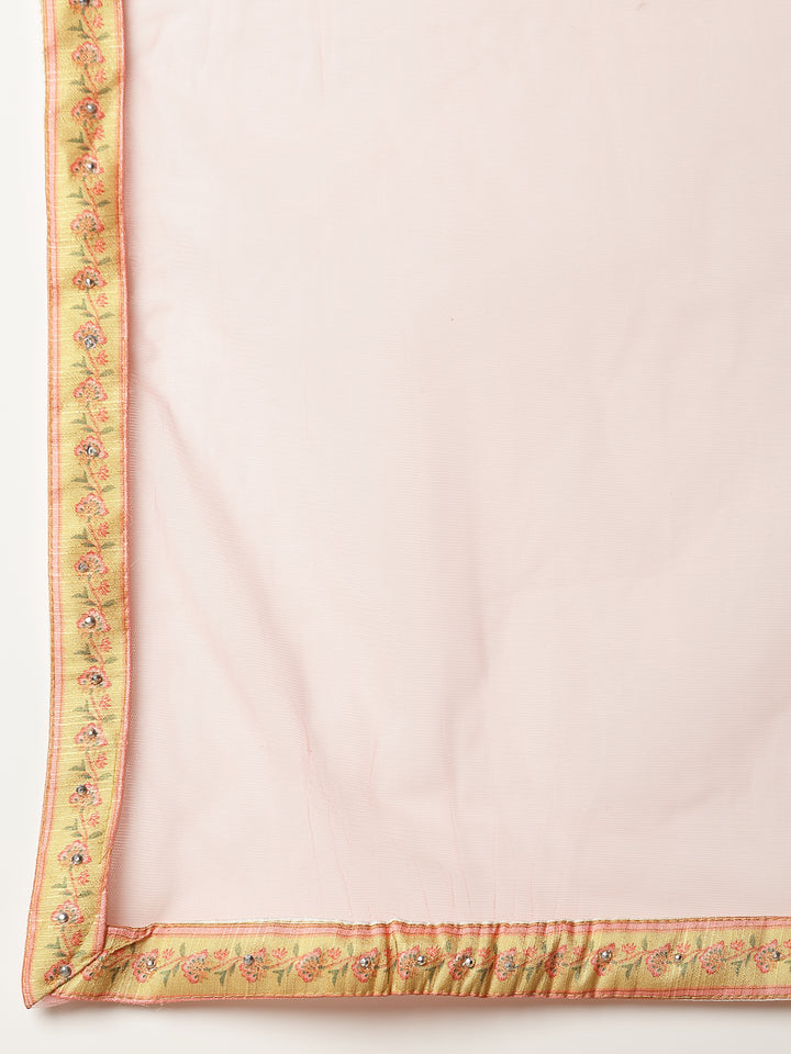 Floral Printed Silk Blend Lehenga Dupatta With Blouse