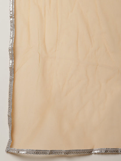 Floral Printed & Embroidered Organza Lehenga Dupatta With Blouse (Pre-Order)