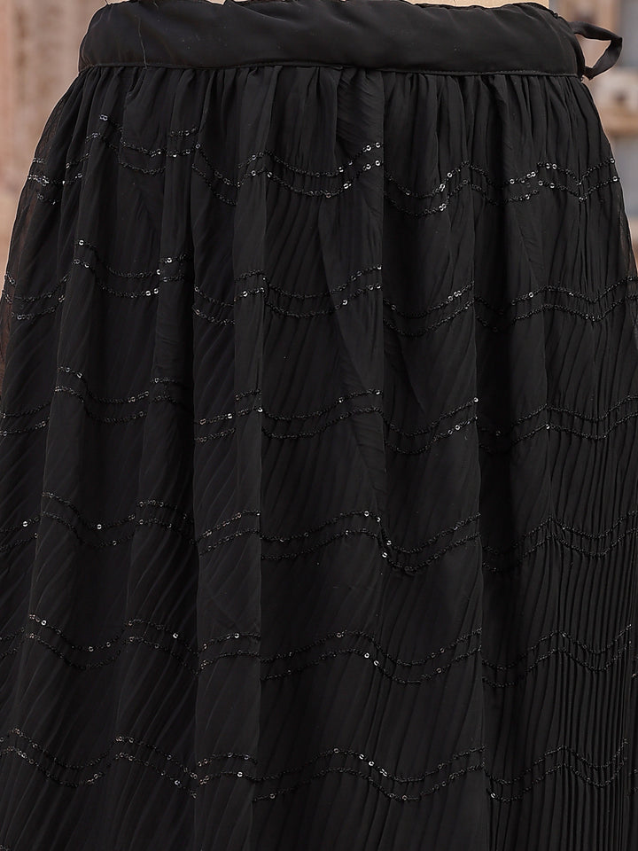 Solid &amp; Embroidered Georgette Lehenga Dupatta With Blouse
