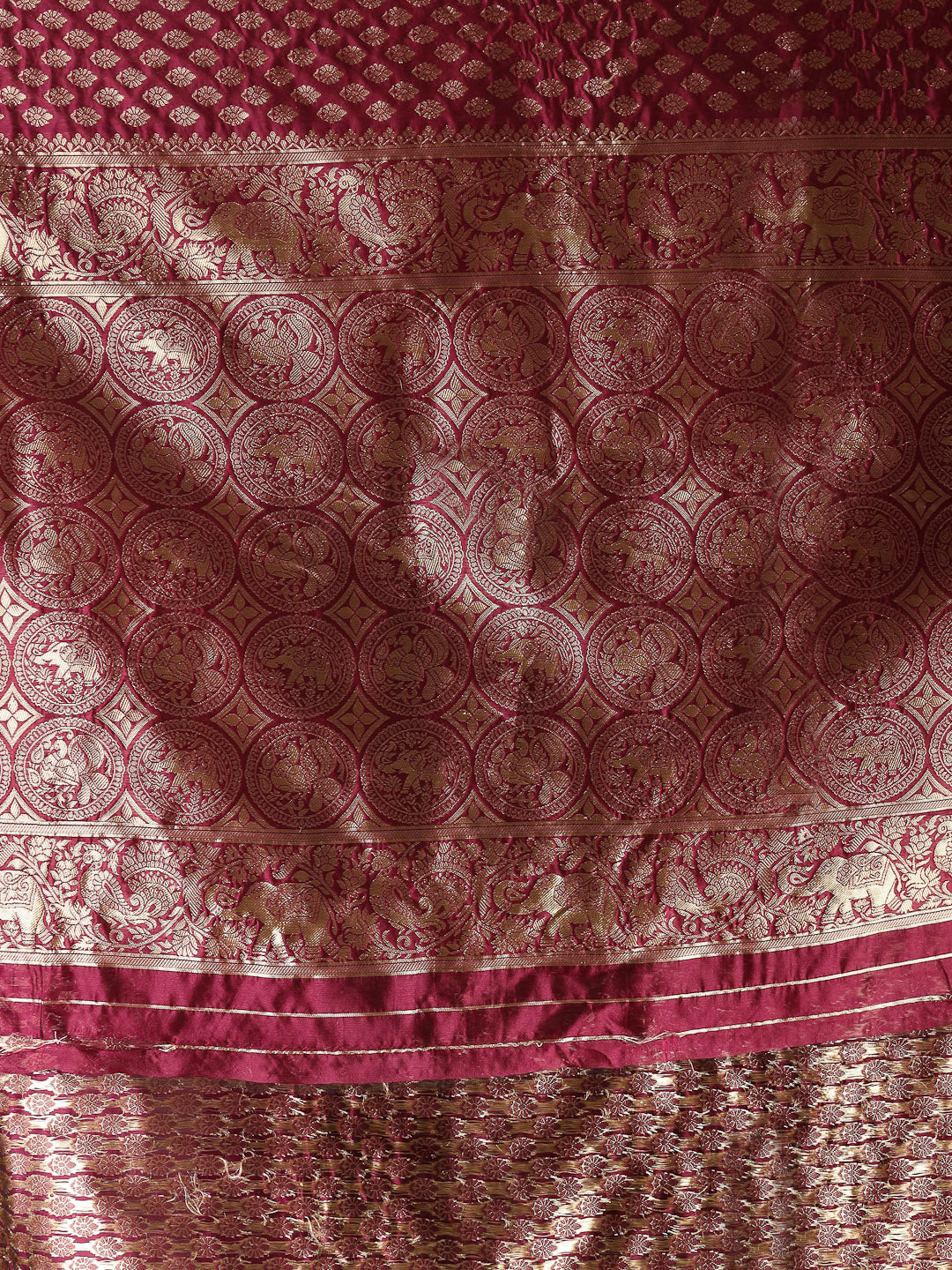Ethnic Motifs Woven Design Zari Silk Blend Banarasi Saree