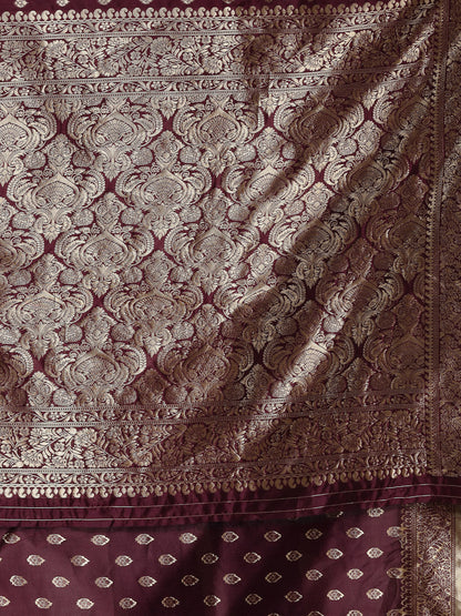 Ethnic Motifs Woven Design Zari Silk Blend Banarasi Saree (Pre-Order)