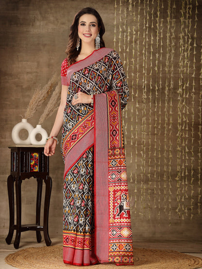 Patola Print Cotton Blend Saree (Pre-Order)