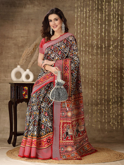 Patola Print Cotton Blend Saree (Pre-Order)
