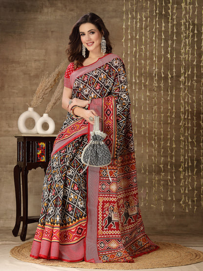 Patola Print Cotton Blend Saree