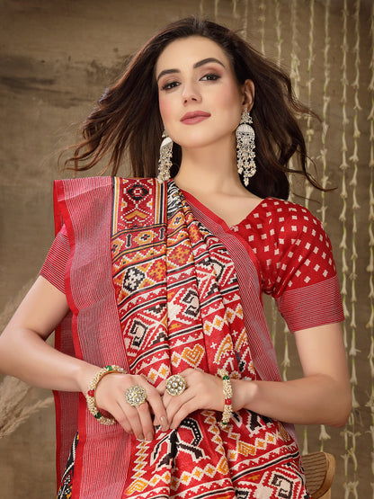 Patola Print Cotton Blend Saree (Pre-Order)