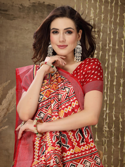 Patola Print Cotton Blend Saree