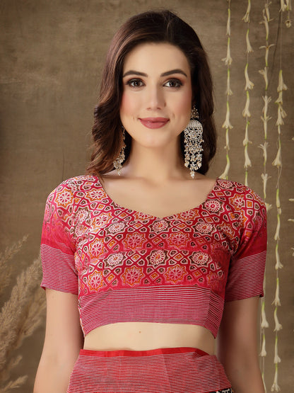 Digital Print Cotton Blend Saree (Pre-Order)