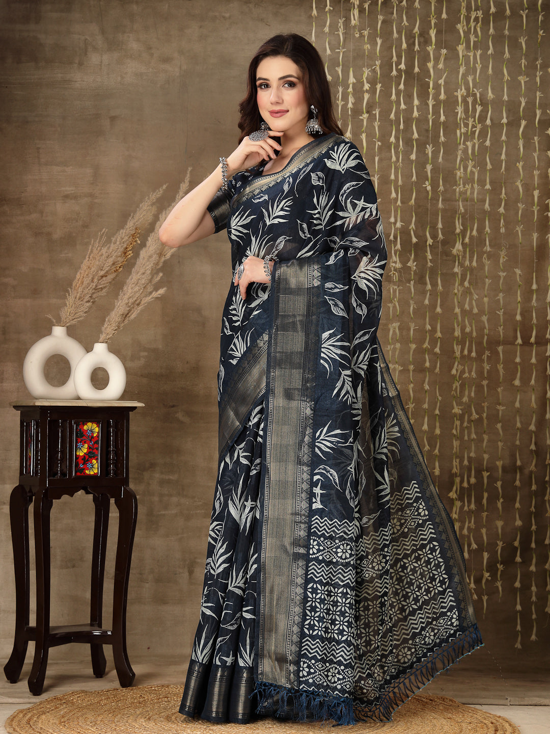 Paisley Print Cotton Blend Saree (Pre-Order)