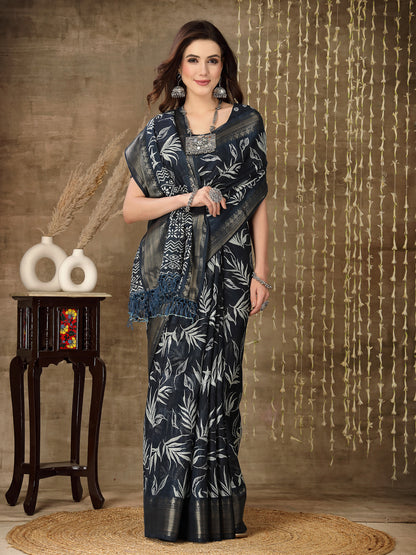 Paisley Print Cotton Blend Saree