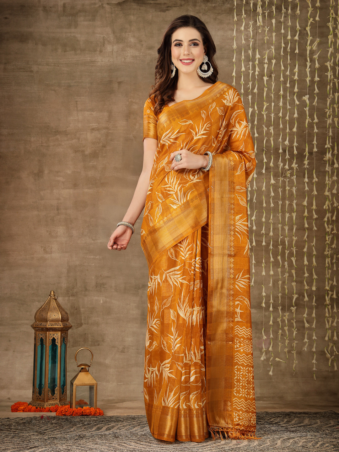 Paisley Print Cotton Blend Saree (Pre-Order)