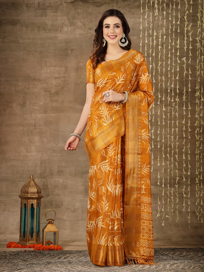 Paisley Print Cotton Blend Saree (Pre-Order)