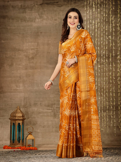 Paisley Print Cotton Blend Saree (Pre-Order)