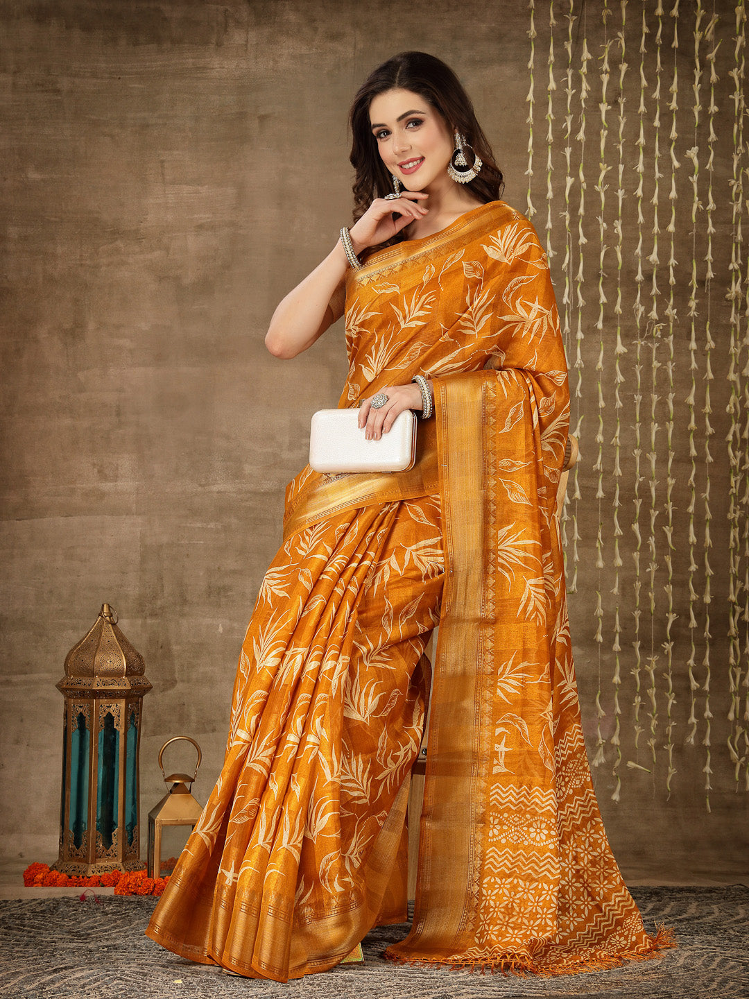 Paisley Print Cotton Blend Saree (Pre-Order)