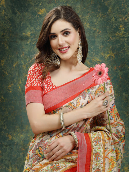 Digital Print Cotton Blend Saree (Pre-Order)