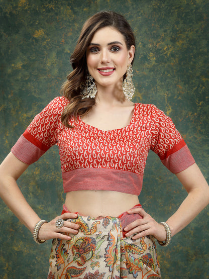 Digital Print Cotton Blend Saree (Pre-Order)