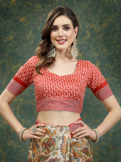 Digital Print Cotton Blend Saree