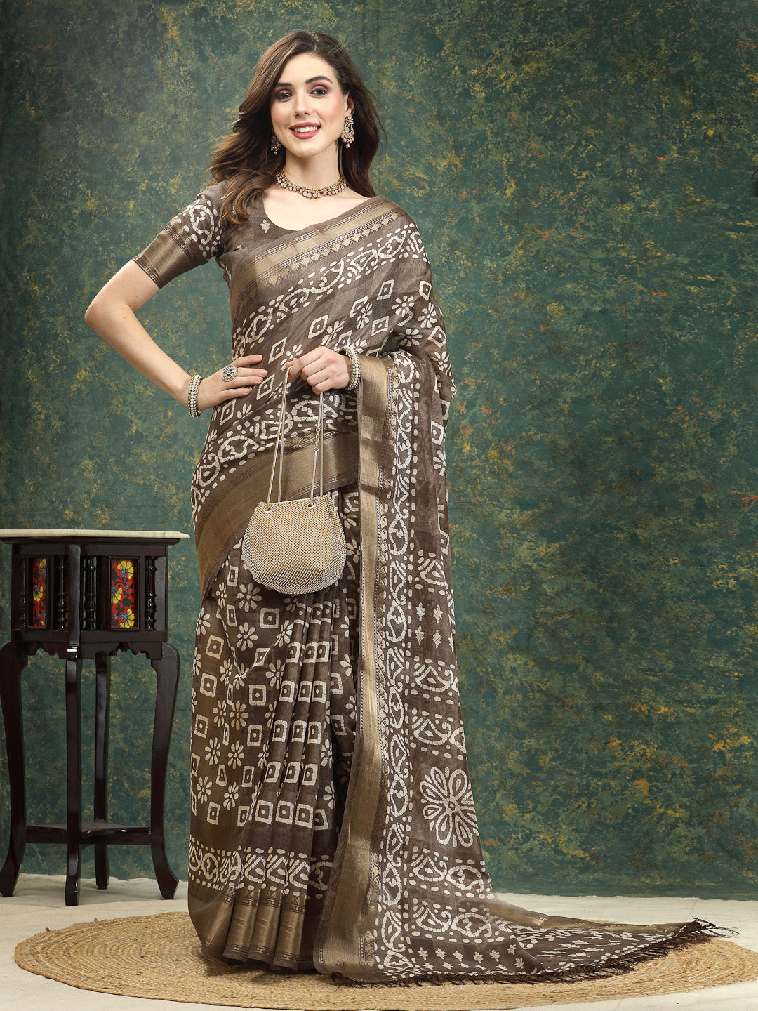 Batik Print Cotton Blend Saree (Pre-Order)