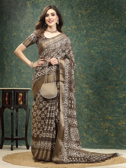 Batik Print Cotton Blend Saree (Pre-Order)
