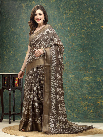 Batik Print Cotton Blend Saree (Pre-Order)