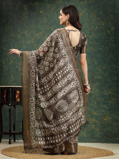 Batik Print Cotton Blend Saree (Pre-Order)