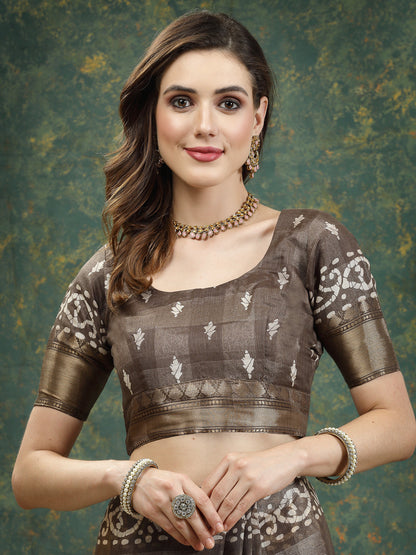 Batik Print Cotton Blend Saree (Pre-Order)